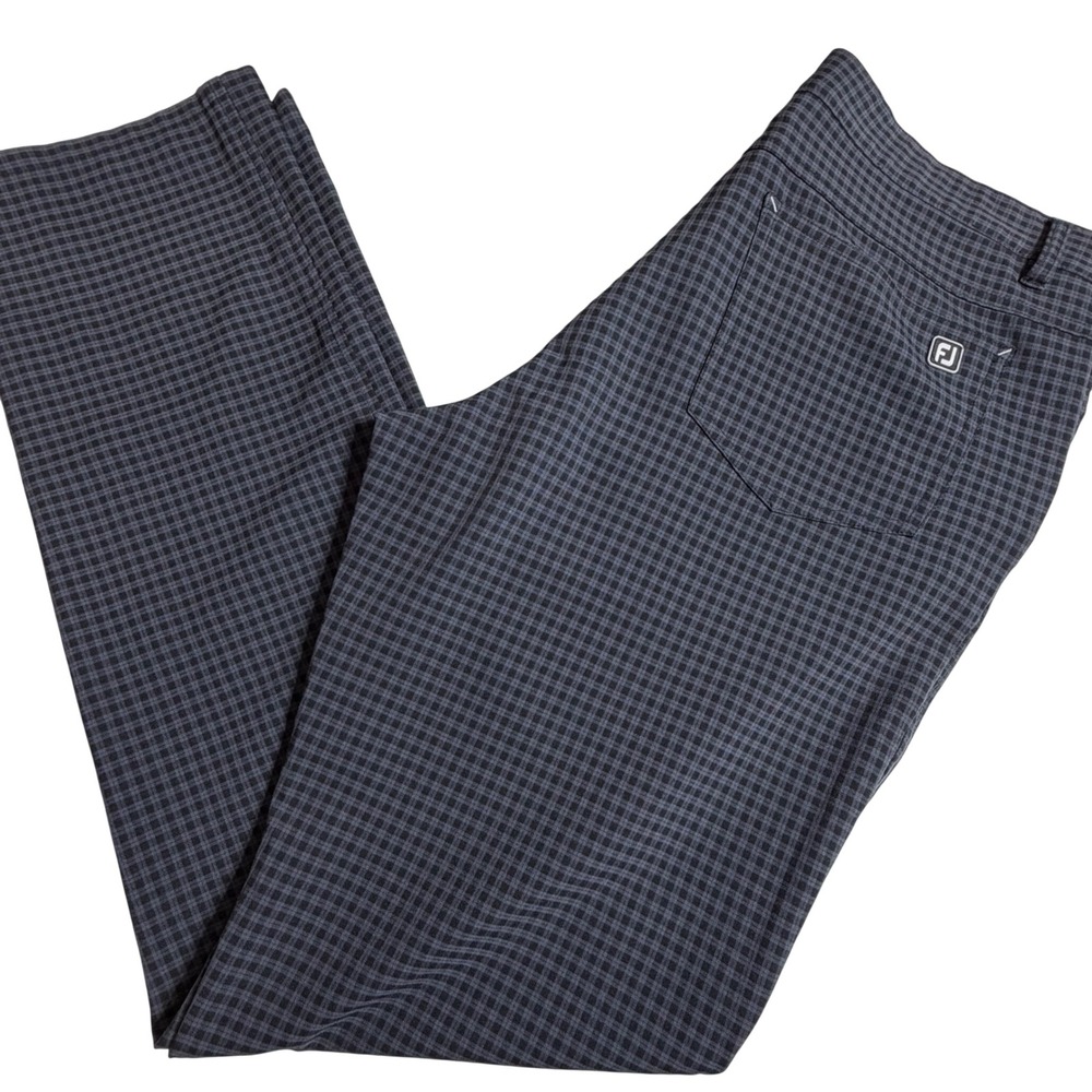 FootJoy Athletic Fit Golf Pants Mens 35x34 Grey Black Checkered Performance FJ‎